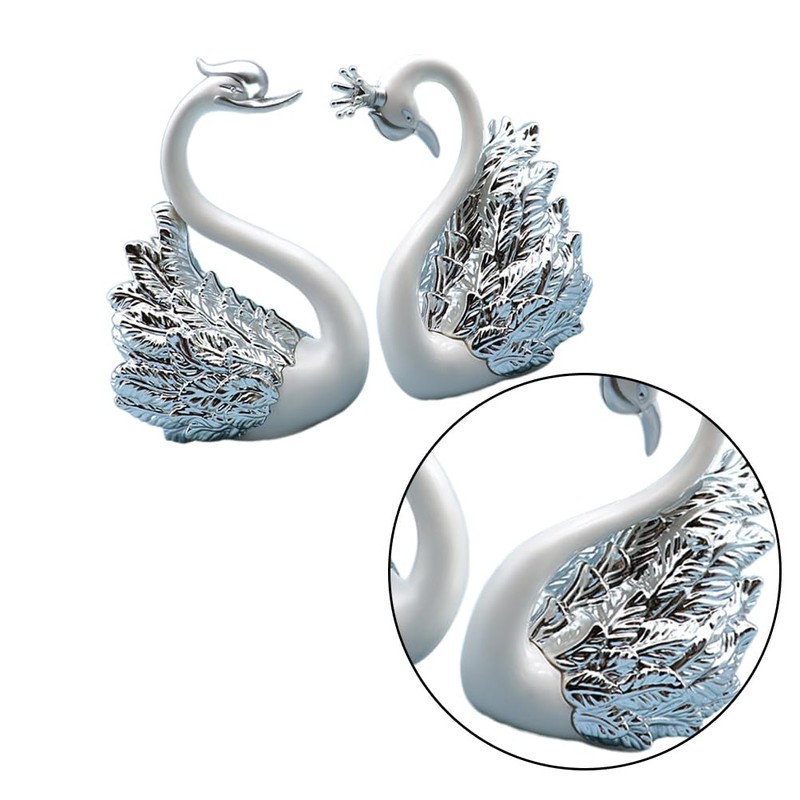 SEWACC 2pcs Couple Swan Ornaments, Mini Swan Figurines for Home