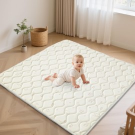 Baby Play Mat, Soft Foam Floor Mats for Babies, Tummy Time Activity Gym Rug, Infant and Toddler Essentials for Playpen 50x50in, Nursery, Outdoor Yard, Portable Foldable Puzzle Mat (Forest Beige)