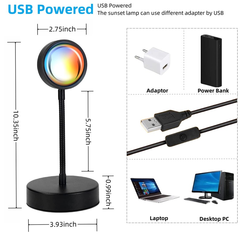 JIMEI Sunset Lamp Projector Led Lights for Bedroom Night Light