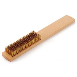 MAXMAN Brass Brush, Soft Brass Bristles Wire Brush for Cleaning Metal Rust, Welds, Home and Kitchen, Wire Scratch Brushes with 10" Beechwood Handle