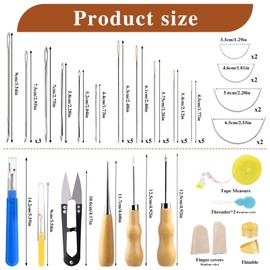 JUAYING Leather Sewing Kit, Upholstery Repair Kit, Leather Stitching Kit with Leather Sewing Needles, Waxed Thread, Sewing Awl, Leather Tool Kit for Hand Sewing Sofas Carpet DIY Leather Craft