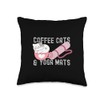 Coffee Cats and Yoga Mats Funny Workout Apparel Throw Pillow,