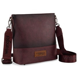 Wrangler Crossbody Purses for Women Two Tone Crossbody Bags Women Purses and Handbags Crossbody Burgundy WG20-8360BDY