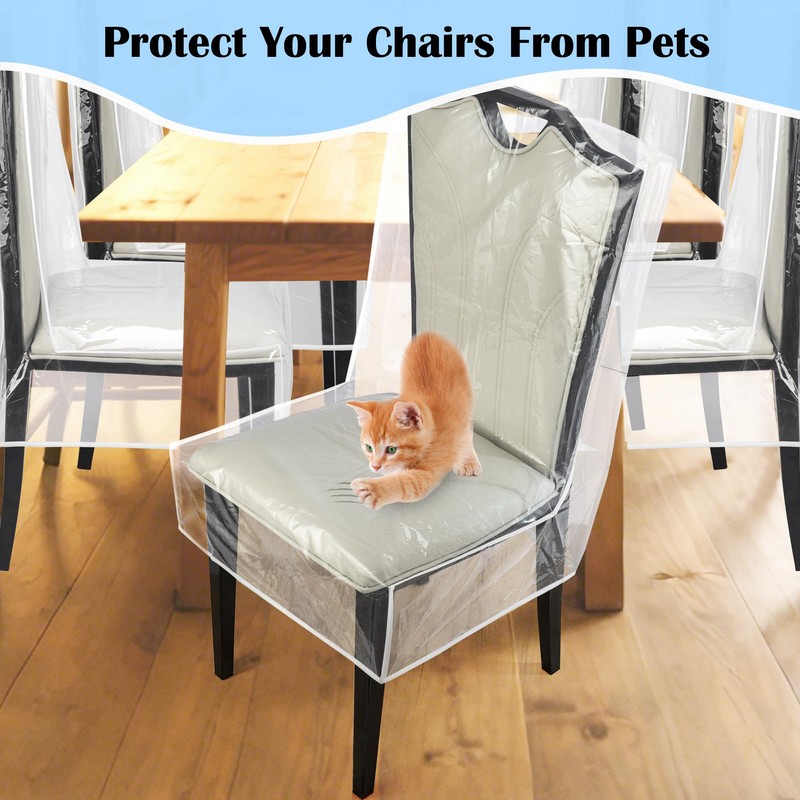 Dining Chair Covers, Waterproof Kitchen Chair Protectors,Clear Plastic Seat Chair