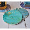 Absorbent Drink Coasters Set of 6, Blue Ceramic Coasters Cork