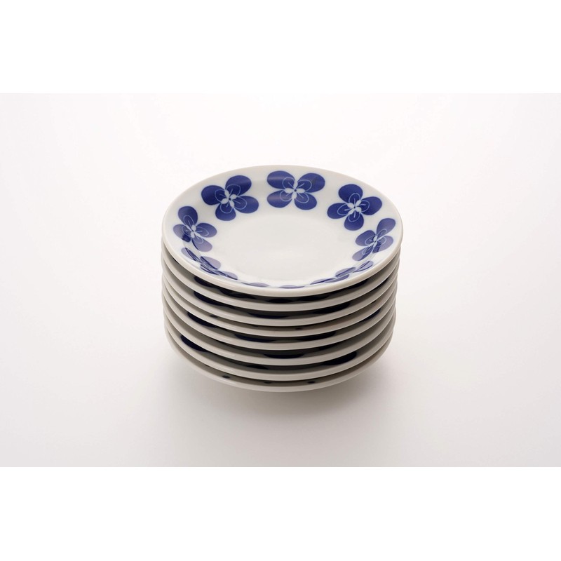 Marukyama Pottery Mino Ware Blue Touch Rim Small Plate (4