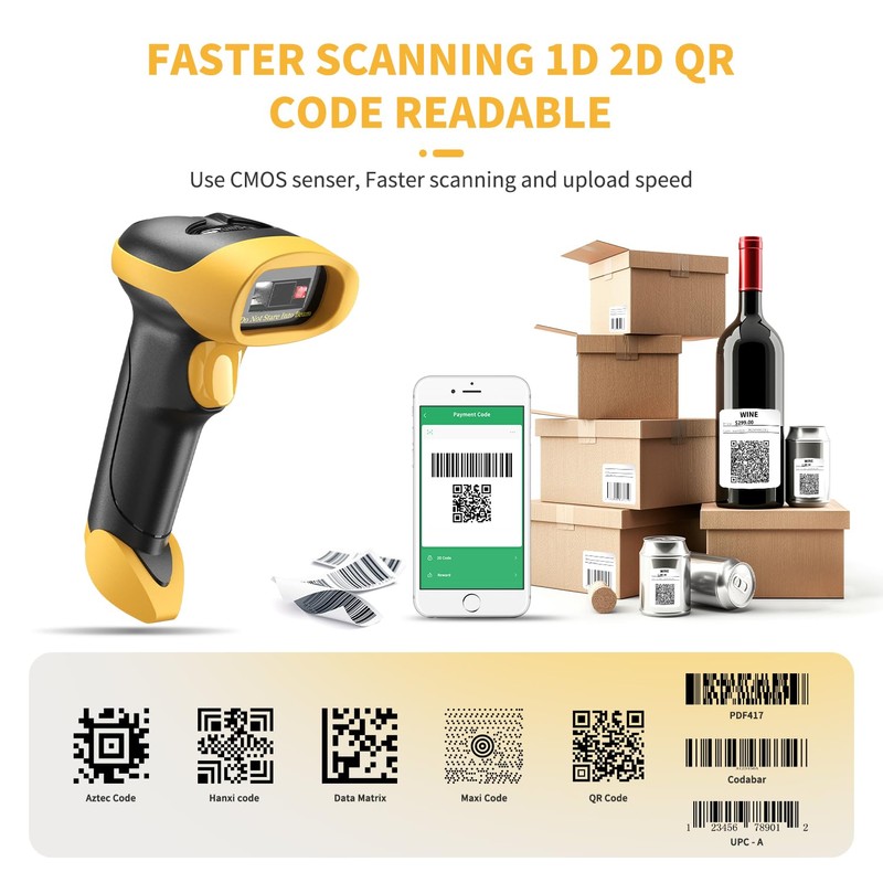 NetumScan Bluetooth QR Barcode Scanner, 3 in 1 Automatic Wireless