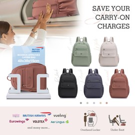 BAGROUPS 14 Inch Laptop Backpack 40 x 30 x 15 British Airways, Cabin Backpack Lightweight Backpack Leisure Backpack Waterproof School Bag School Leisure Travel Backpack for Men and Women Nylon, White