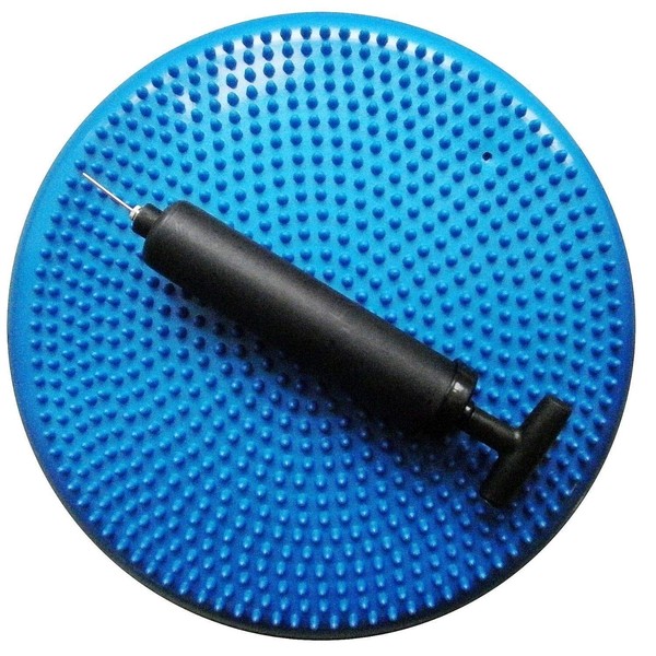 Air Stability Wobble Cushion, Blue, 34cm / 13.5in Diameter, Balance Disc, Sensory Wiggle Seat, Pump Included