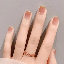 YOGOTI Nail Tips, 24 Pieces, Short Gel Nail Stickers, Nail Sticks, False Nails, Spring & Summer Nails, Autumn & Winter Nails, Round Tip, Popular, Japanese Style, Cute, Glitter, Oval, Short, 3D Nail