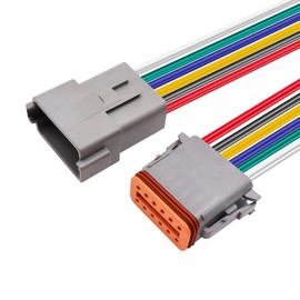 HiSport 12 Pin DT Connectors Waterproof Kit, 12 Pin Connectors Male and Female Wire for Car Truck Boat,Dt Connector 1 Sets