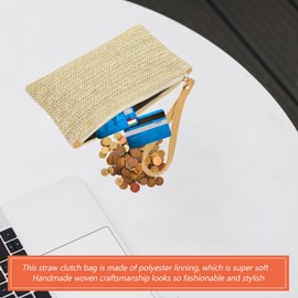 Lurrose Straw Zipper Clutch Bag Bohemian Wristlet Women Summer Beach Purse and Handbag