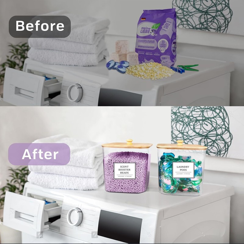 4 Pack Laundry Pods Container,Clear Laundry Room Organization Containers,Large Laundry