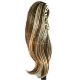 RemyHaar.eu - 30cm Haarteil Zopf Pferdeschwanz Haarverlängerung Glatt - 30cm 12" (100g-Spange), 6/613#(Braun Gesträhnt)