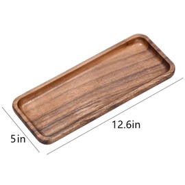Handmade Solid Acacia small wooden tray (12.6x5x0.8inches) Wood rectangle trays for Food, Cookie, Bread, Fruit, Salad, Charcuterie, Sushi, Dessert Dinner Breakfast Platters