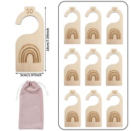 Baby Size Dividers, Pack of 9 Baby Size Dividers, Wooden Baby Clothing Separator, 50 to 98 Clothing Sizes, Separator, Baby Wooden Size Divider for Newborn Clothing