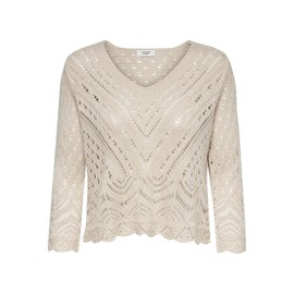 JdY Women's Crochet V-Neck Shirt, Tapioca