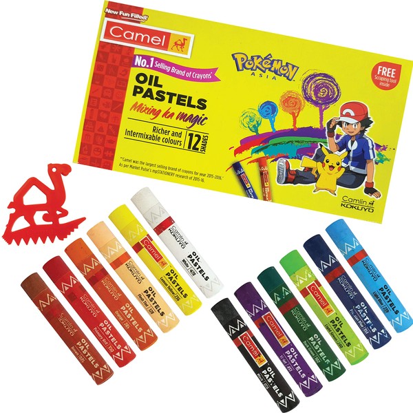 KOKUYO CAMLIN 12 Oil Pastels Shades Richer Inter-mixable Colours +
