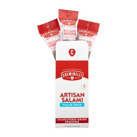 Creminelli Piccante Salami, (3 count, 5.5oz), Humanely Raised Pork*, No Added Nitrates or Nitrites, No Artificial Ingredients, Gluten Free, Keto & Paleo Friendly Snacks, 44g Protein Per Package, 0g Sugar**,