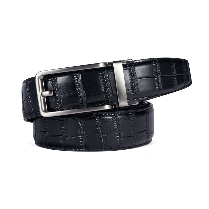 PlusZis 28 - 68 inch men's leather belt with ratchet,