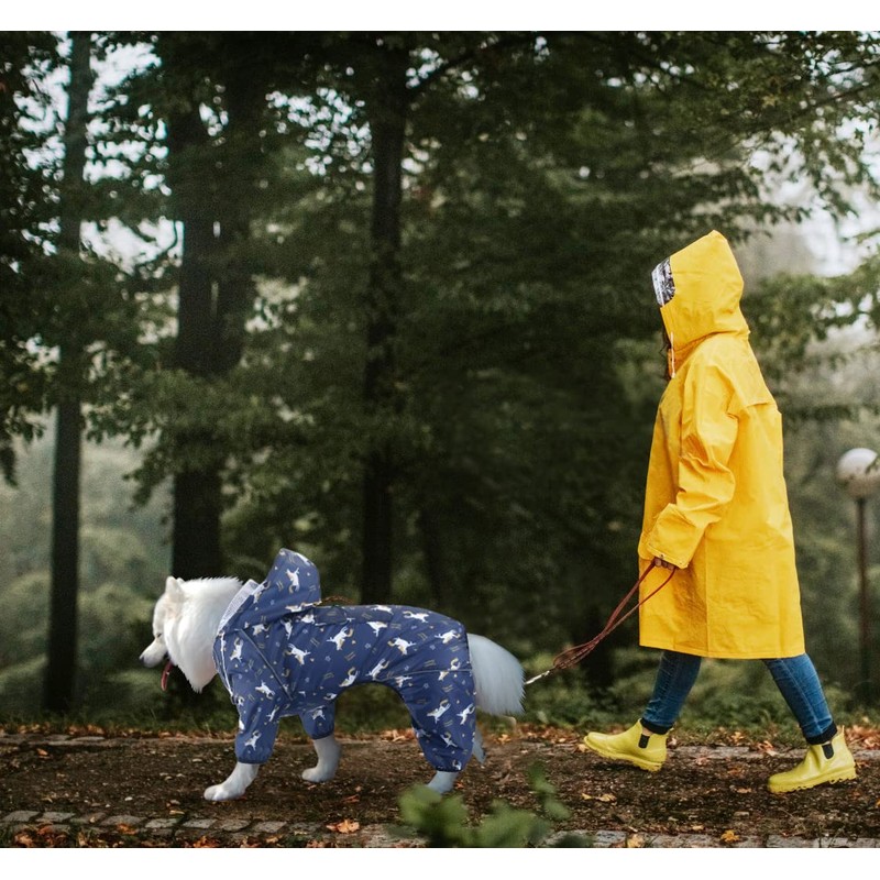 Idepet Hooded Raincoat for Small and Medium Dogs, Waterproof, Windproof,