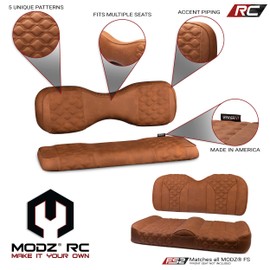 MODZ® RC Custom Golf Cart Rear Seat Covers - Rust Base - Double Diamond Pattern