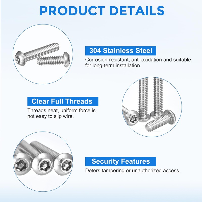 sourcing map 20Pcs #8-32 x 3/8" Torx Security Machine Screws,