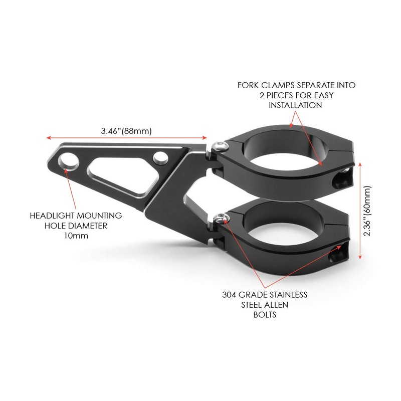 Alchemy Parts Motorcycle Headlight Clips Pair for 58-59 mm Fork