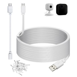 50ft Power Extension Cable Compatible with Blink Mini 2, Blink Mini and Blink Outdoor 4(4th Gen),(3rd Gen), XT, XT2 Cameras - 15m Long Flat Charging Cord with 30cm USB C Waterproof Adapter, White