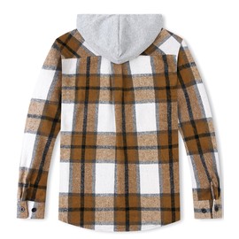 Aimehonpe Womens Fall Outfits Fashion Clothes Shackets Flannel Plaid Button Down Long Sleeve Shirts Jackets, DarkKhakiWhite, Small