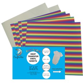 Rainbow Pattern HTV Heat Transfer Craft Vinyl for T Shirts and Fabric| Printed Sheets for Cricut, Silhouette, Cameo, Decals, Signs, Stickers by Craftables
