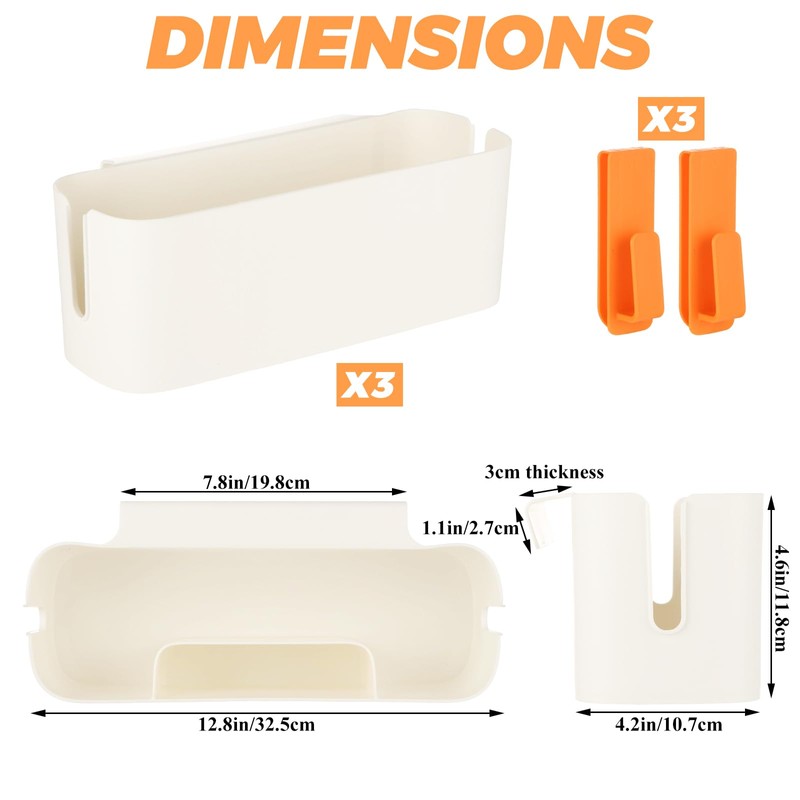 Oungy 3 Pcs Bedside Caddy Plastic Bed Caddy, Orange Hanging