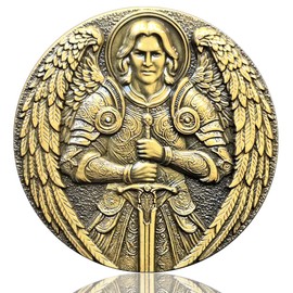 LZWIN Archangel Michael Challenge Coin - 1.57 Inch Zinc Alloy Token Featuring Psalm 91 for Protection and Strength - Perfect Faith Gift for Encouragement