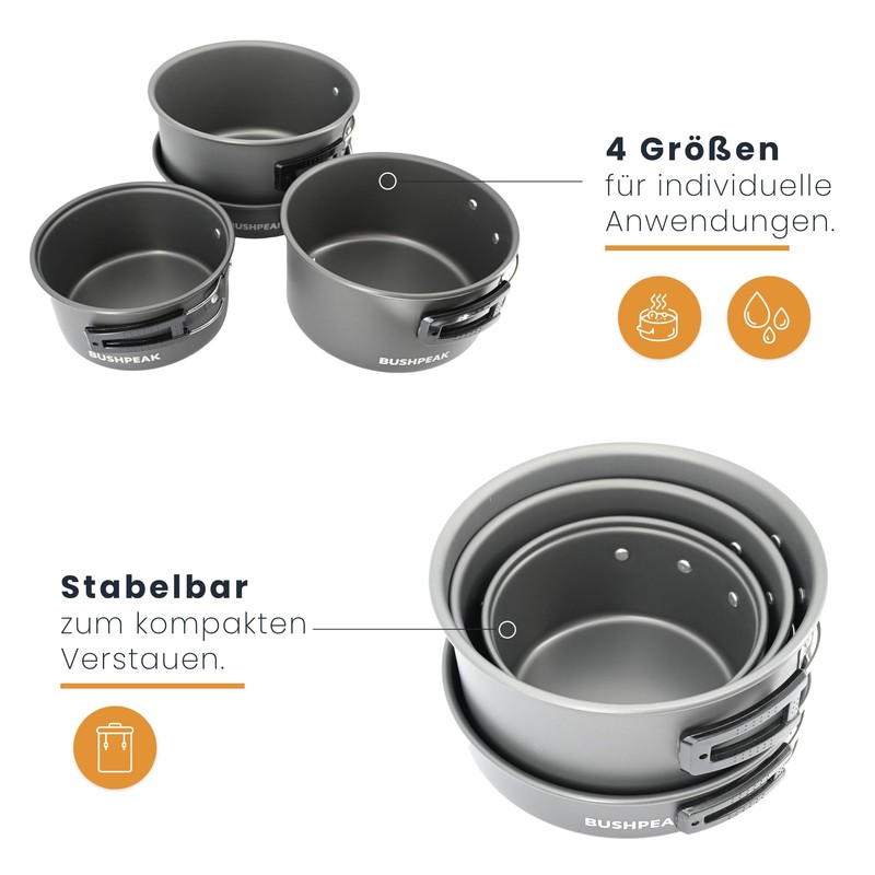 Bushpeak Camping Pots for Gas Cookers Camp Chef Camping Pot