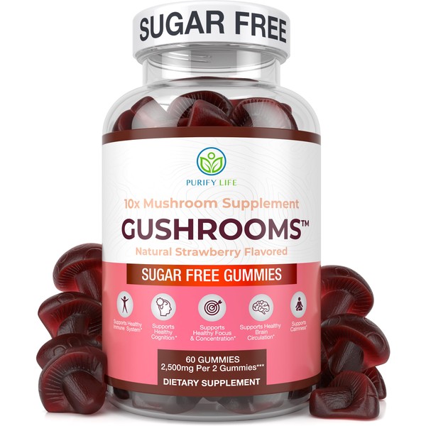 Sugar-Free Mushroom Complex Gummies - Potent 10x Mushroom Supplement with