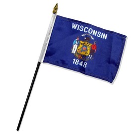 Trade Winds Wholesale Lot of 6 State of Wisconsin 4"x6" Desk Table Stick Flag