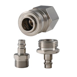 G-Sunny RV Exterior Quick Connector Hose Fitting,with 1/2 "Shower Hose Adapter and 3/4" Garden Hose Adapter,for RV Exterior Shower Faucet Connect Shower Hose and Garden Hose(Brushed Nickel)