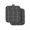 Ladelle Eco Check Set of 2 Pot Holders, Charcoal