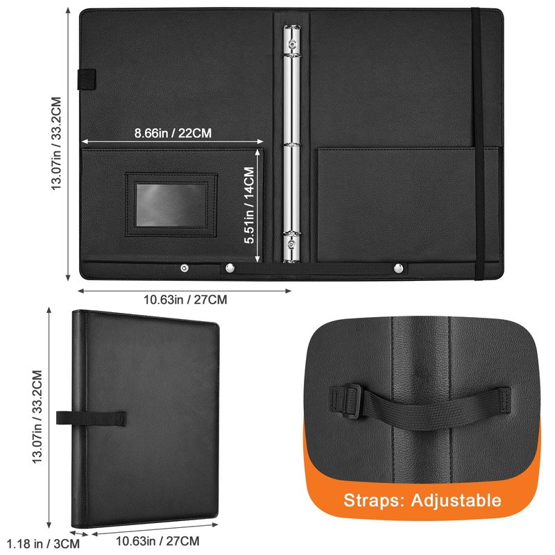 PU Leather 3-Ring Sheet Music Binder, A4/Letter Size Choir Folder
