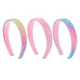 Kifmurase 3 Pcs Glitter Girls Headbands, Sparkly Rainbow Headbands for Little Girl Hair Accessories, Confetti Toddler Headband, Sequin Bling Non Slip Hairband for Teens Children Girls