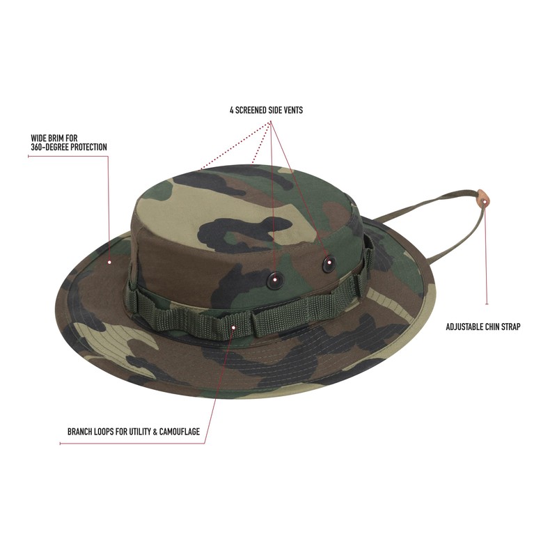 Rothco Camo Boonie Hat Bucket Hat Military Hat, Camuflaje del