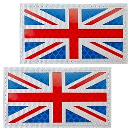 J.CARP 2Pcs Reflective British Union Jack Patch Tactical United Kingdom Flag Patches Hook and Loop Applique for Military Uniform Tactical Bag Jacket Jeans Hat, Blue
