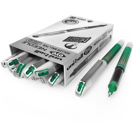 Uni-Ball UB-187s Eye Needle Roller Ball Pen GREEN 0.7mm Ball - (Pack Of 12)