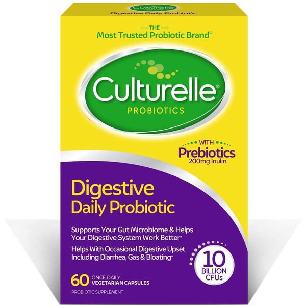 Culturelle Daily Probiotic, Digestive Health Capsules, Works Naturally with Your Body to Keep Digestive System in Balance*, With the Proven Effective Probiotic, 60 Count *Packaging May Vary*