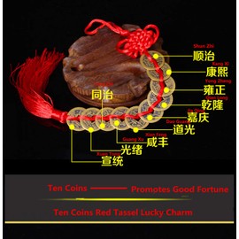 PPX 2 Pieces Chinese Lucky Coins Chinese Knot Feng Shui Coins Souvenir I-Ching Coins Traditional Coins with Red String for Wealth and Success Good Luck and Healthy