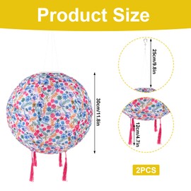 Lotvic Pack of 2 Solar Lanterns Outdoor Weatherproof Lanterns Solar Outdoor Weatherproof 30 cm Hanging Lantern with 4 Tassels for Garden, Balcony, Patio, Yard, Wedding, Party, Festival Decoration, 12