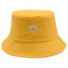 Flower Reversible Bucket Hat Fishing Summer Travel Beach Sun Hats Emboridery Vistor Cap (Yellow/Cream)
