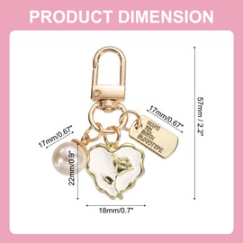 uxcell Heart Keychain Charm for Women, Metal Cute Heart Flower & Pearl Purse Bag Charm Keychain Accessories Decor for Car Keyring Bag Purse Backpack Key Chain (White/Gold/Silver)
