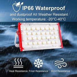 CREATESTAR LED Outdoor Spotlight 100 W, 10000 LM Construction Spotlight IP66 Waterproof Outdoor Spotlight 6500 K Cool White LED Floodlight for Warehouse, Garage, Sports Field, Garden, Yard, Parking
