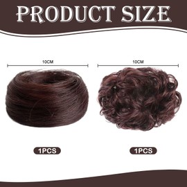 2 Pieces Dark Brown Hair Rings, Creative And Stylish, Stretch Rubber Band, Women'S Fluffy Wigs, Clothing Bun Accessories.